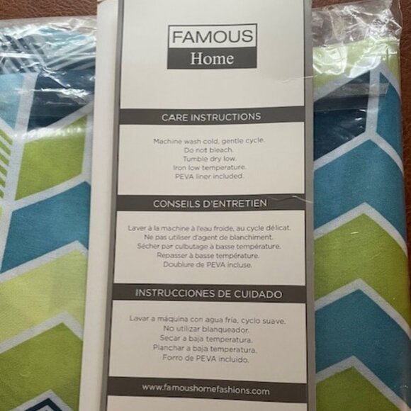 SIMONS Chevron Blue Green Fabric Shower Curtain - Picture 4 of 4